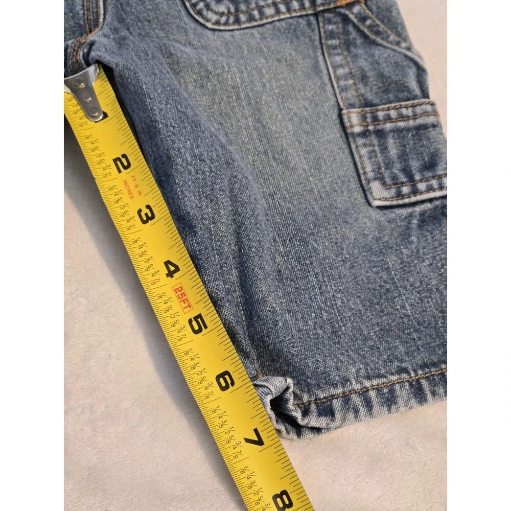 Children's Place Baby Carpenter Jeans 6-9M Elastic Waist Denim Cargo Blue Boys